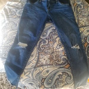 Maternity Inset Panel Distressed Jeans